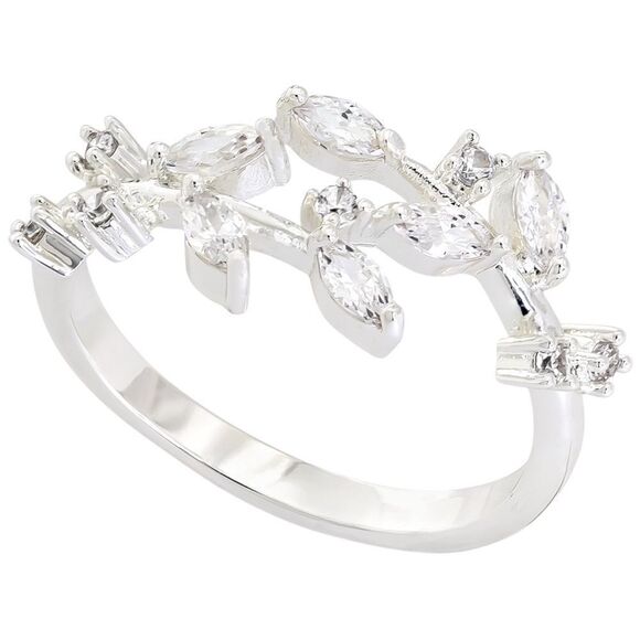 Charter Club Silver-Tone Marquise-Crystal Leaf Band Ring size 11 - Picture 1 of 4